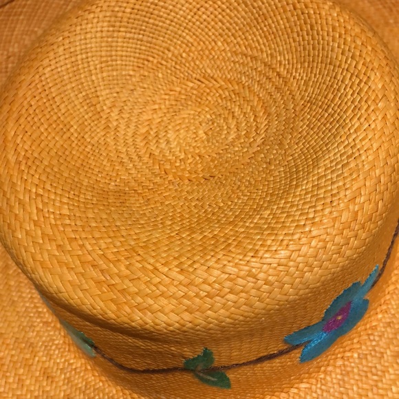 Vintage beautiful Panama- hat with multicolor flowers. Ecuador. Medium fit. - Picture 7 of 8